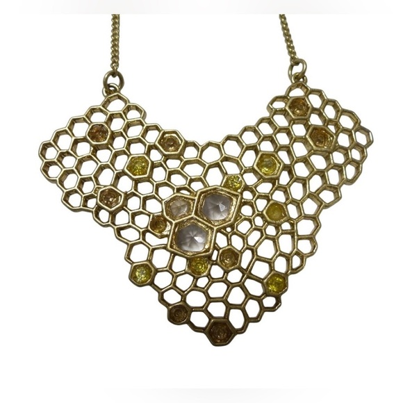 Chloe Honeycomb Gold Statement Necklace - Picture 4 of 6